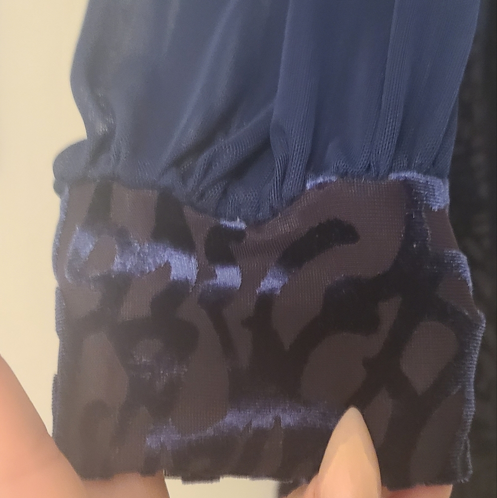 Blackmilk Navy burned velvet dress.  L - Picture 3 of 10